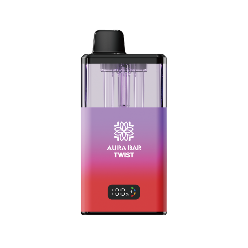 Aura Bar Twist 40k, 40000 Puffs Prefilled Vape Kit by Crystal Prime grape Berry Burst Cherry Berry