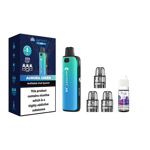 Hayati X4 Refillable Pod Vape Kit Includes 1X Nic Salts 20mg + 3x Refillable Pods