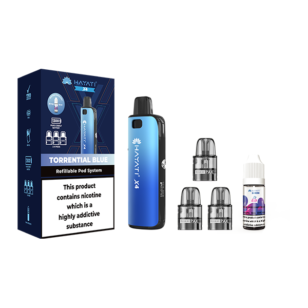 Hayati X4 Refillable Pod Vape Kit Includes 1X Nic Salts 20mg + 3x Refillable Pods