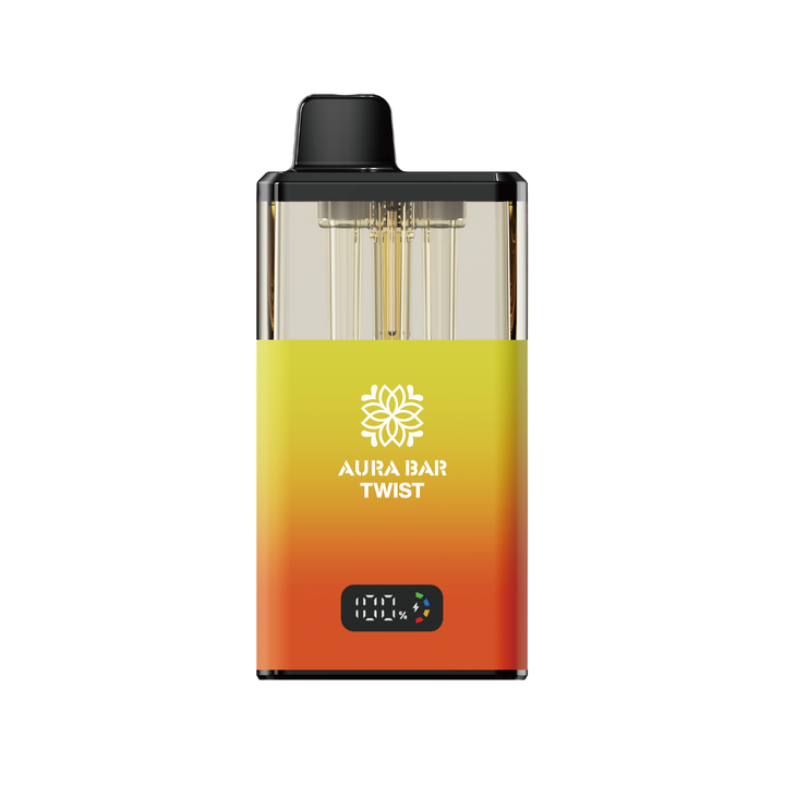 Aura Bar Twist 40k, 40000 Puffs Prefilled Vape Kit by Crystal Prime Sour Pineapple Rocky Candy Orange