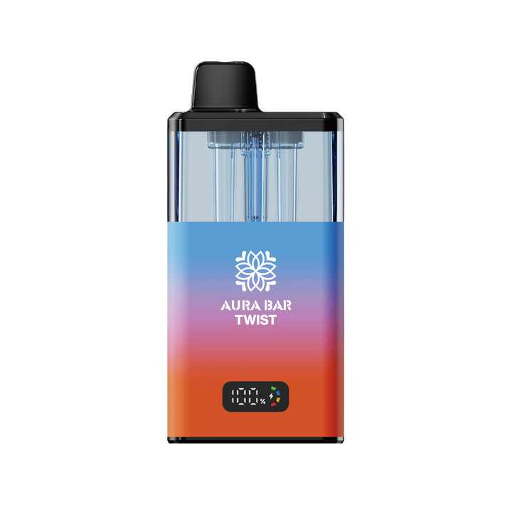 Aura Bar Twist 40k, 40000 Puffs Prefilled Vape Kit by Crystal Prime Blueish purple and orange color