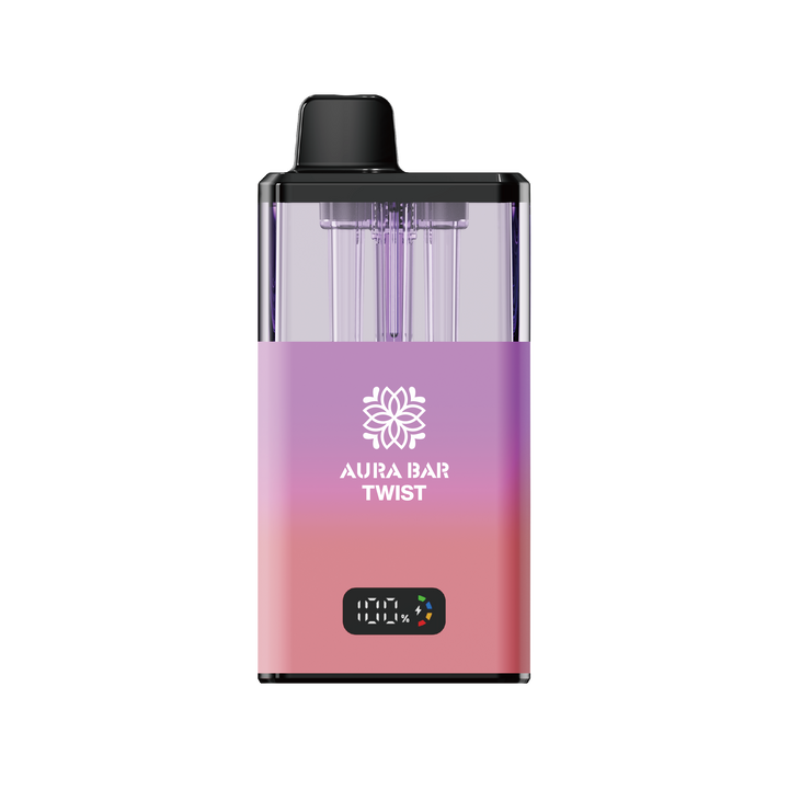 Aura Bar Twist 40k, 40000 Puffs Prefilled Vape Kit by Crystal Prime Pink and Orange Edition